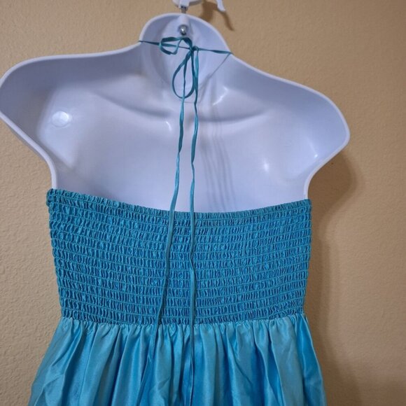 Betsey Johnson Womens Teal & Blue Ombre Silk Halter Maxi Dress Size‎ 0 Mermaid - Picture 12 of 16